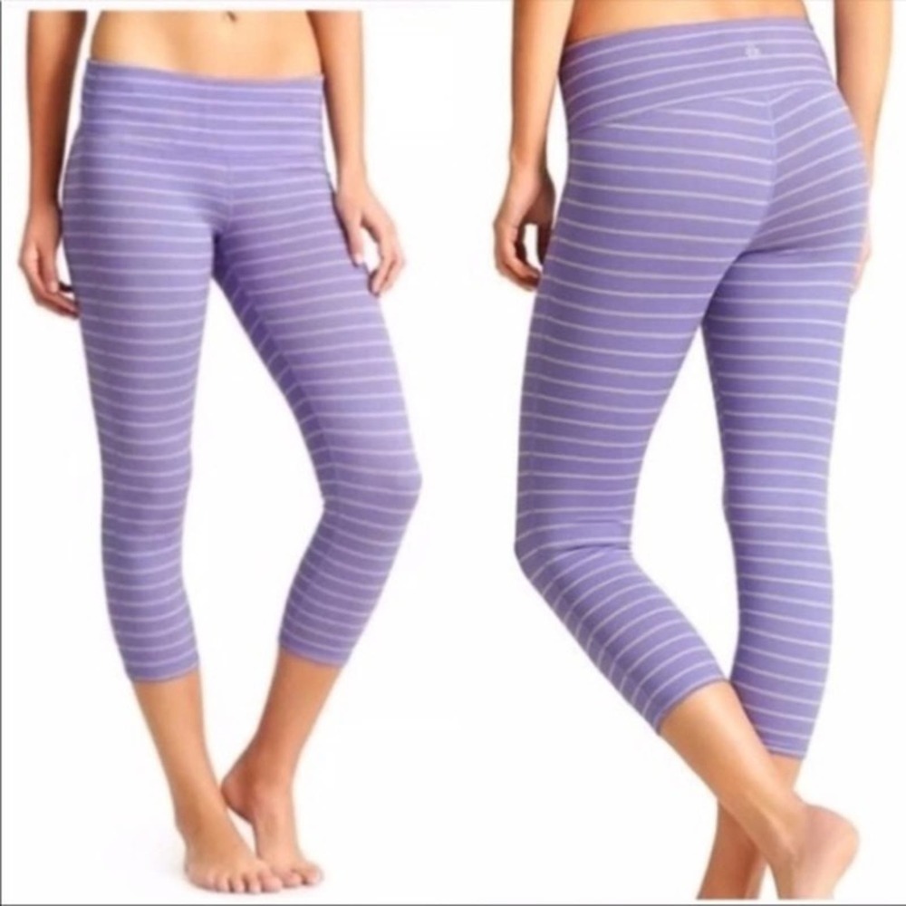 ATHLETA | Chaturanga‎ Crop Tights | Purple Stripes